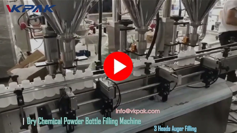 Máquina automática de enchimento de garrafas de pó de três cabeças