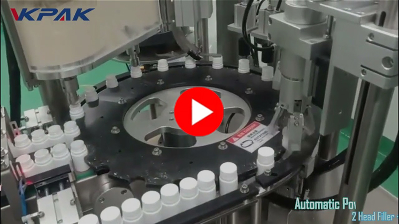 Máquina de enchimento e fechamento de garrafas de pó monobloco