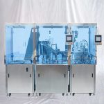 Máquina de enchimento e fechamento de seringas pré-cheias farmacêuticas